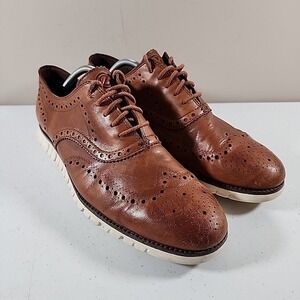 Cole Haan ZeroGrand Wingtip Oxford Shoe Leather British Tan C14493 Mens 11.5 M
